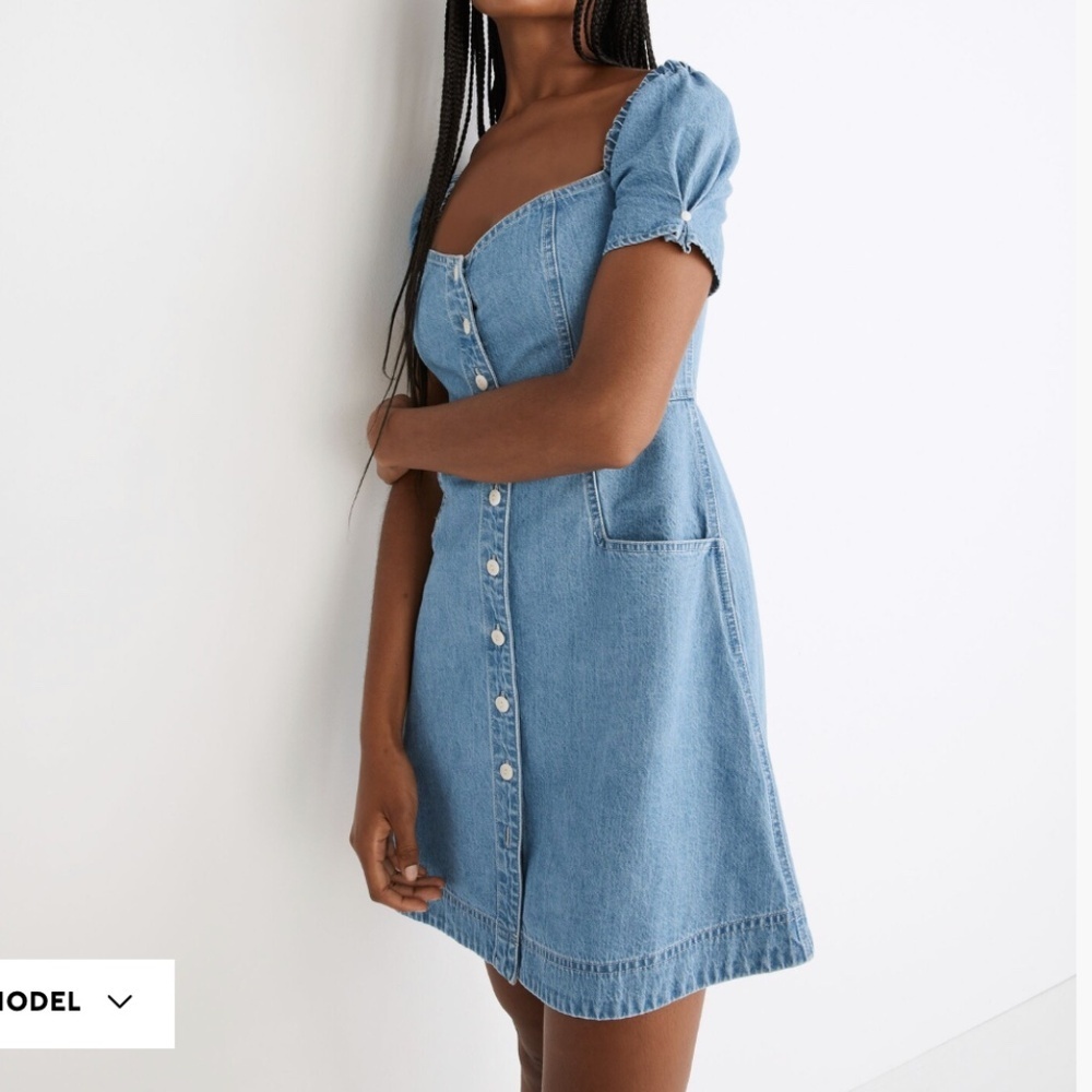 Madewell Denim Puff-Sleeve Mini Dress - Picture 3 of 9